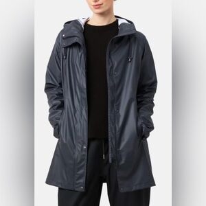 Ilse Jacobsen Raincoat Hooded Soft Shell Coat Jacket Women Size 44 Blue NEW